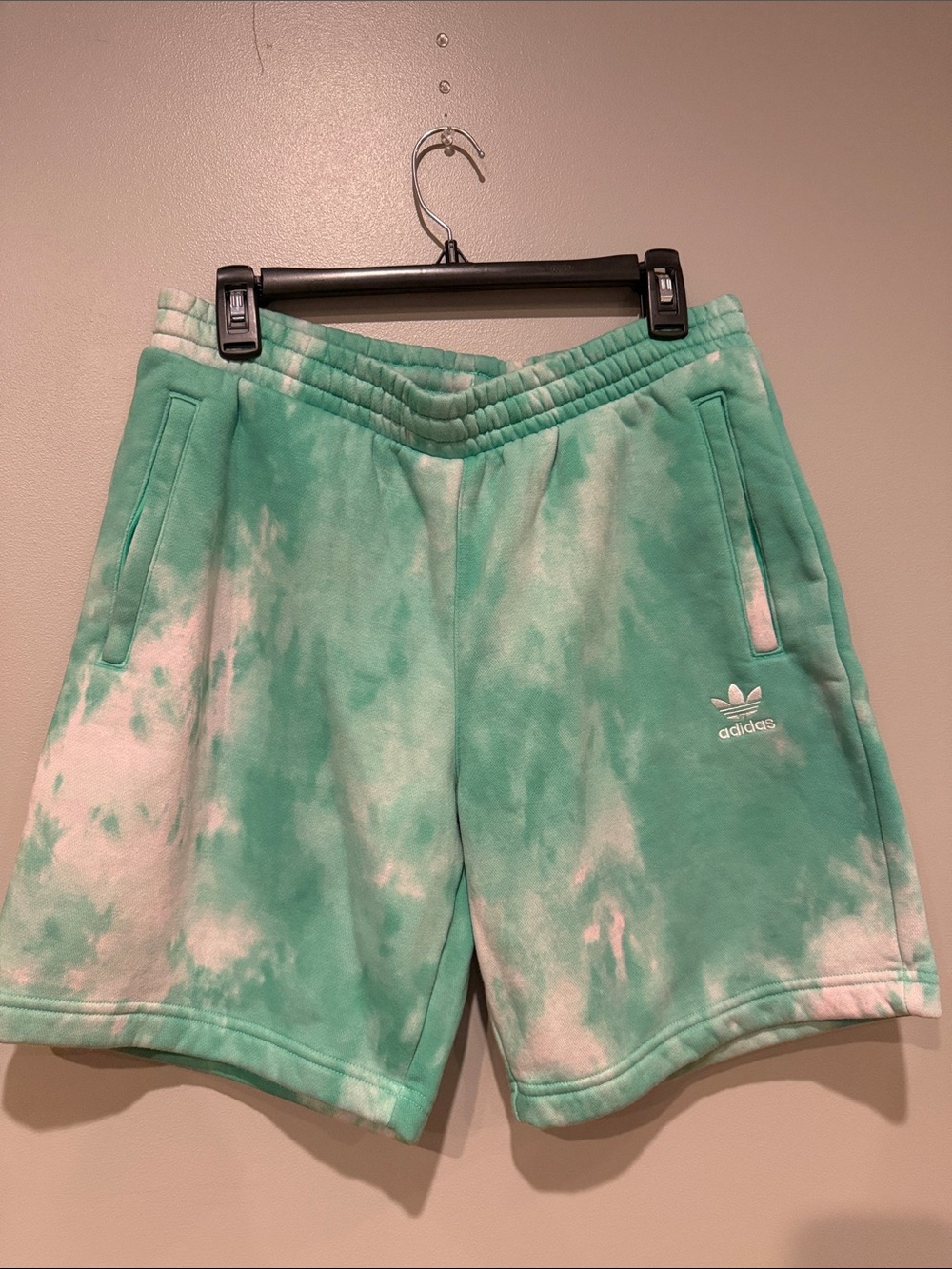 adidas Mint Green and White Tie-Dye Athletic Shorts